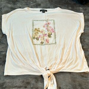 Women’s Karen Kane pink floral crop top size Small